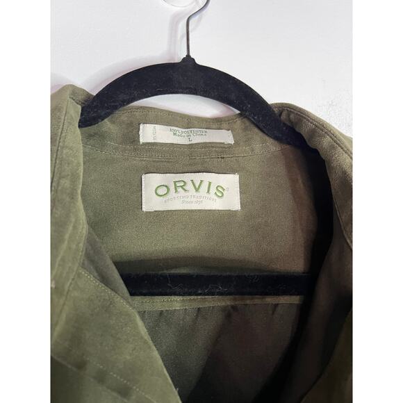 Men’s Orvis Polyester Button Down in Dark Green Size Large - Picture 3 of 4